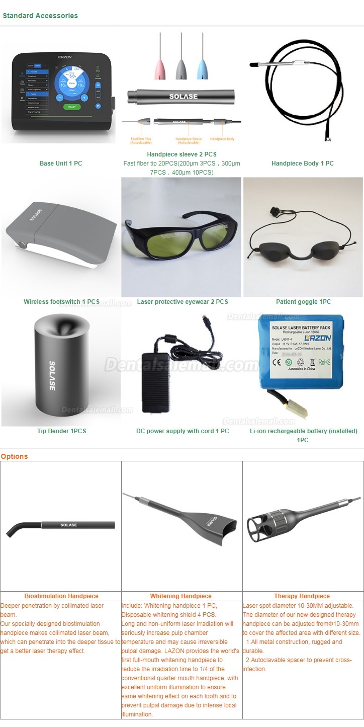 LAZON Solase Pro Dental Diode Laser Soft Tissue Laser 3 Wavelengths in ONE 450nm/ 635nm /980nm